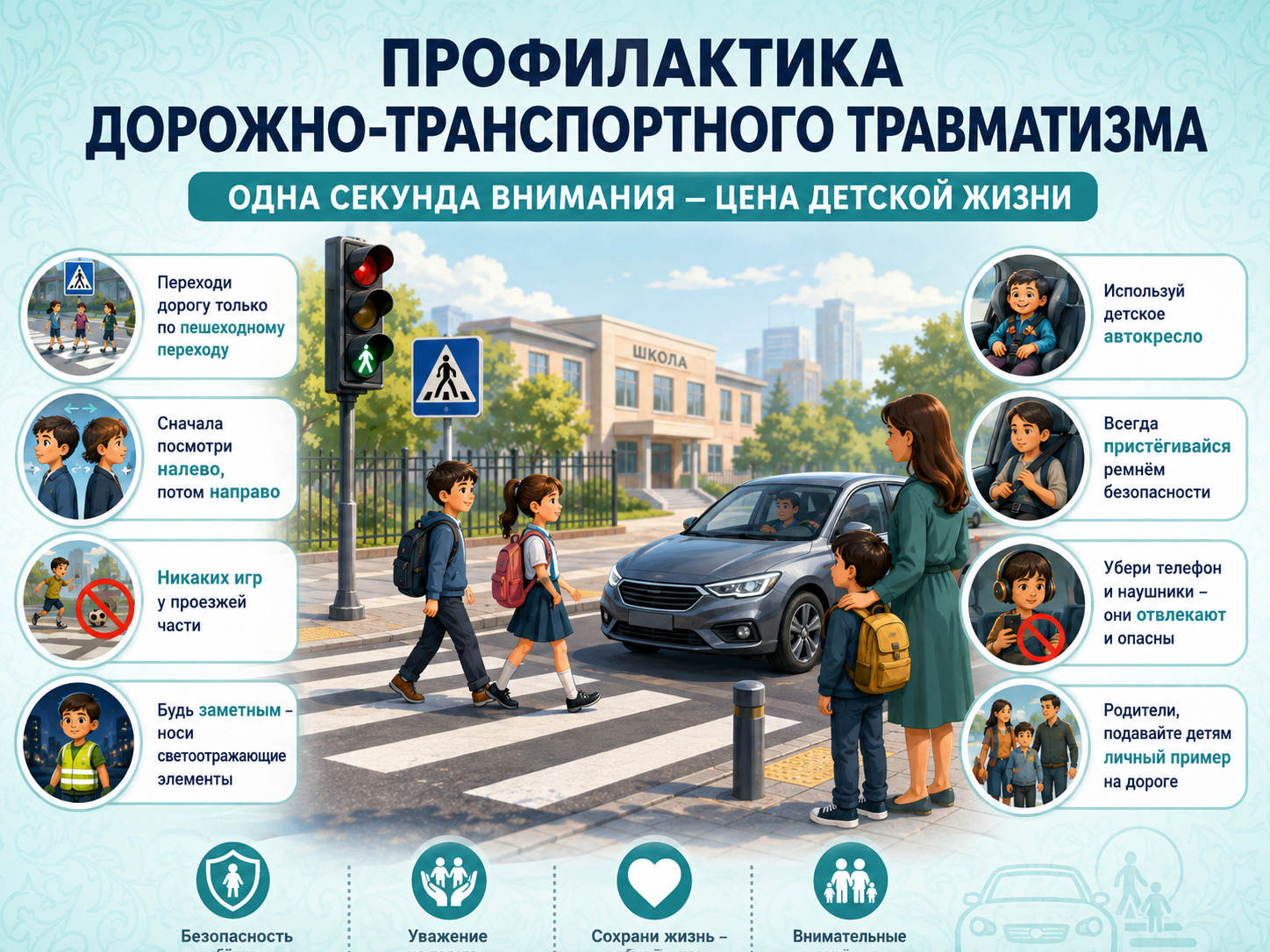 Профилактика дорожно-транспортного травматизма: одна секунда внимания — цена детской жизни - Амбулаторный центр г. Усть-Каменогорск